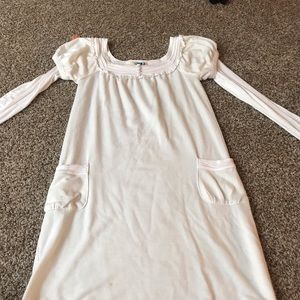 Fitted mini cream dress